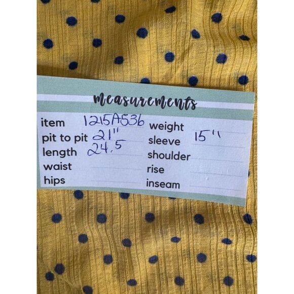 2/$25 Zara Medium Basic Yellow With Navy Polka Dots Blouse - Picture 10 of 11